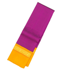 Purple Handloom Korvai Kanchipuram Silk Saree With Mustard Border-KA13078