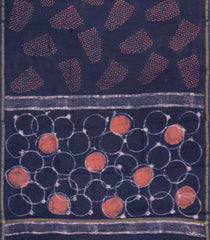 Dark Grey Printed Jaipur Cotton Saree With Tie & Dye Motifs-JC1692