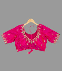 Rani Pink Gold Embroidered Festive Blouse-RB5136