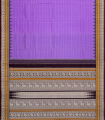 Lavender Handloom Korvai Kanchipuram Silk Saree With Silk Checks -KA14361