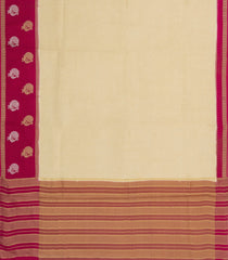 Cream Woven Blended Viscose Saree With Contrast Border-BL5546