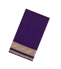 Violet Handloom Silk Cotton Saree With Dotted Checks-SC4265
