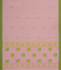 Dusty Pink Handloom Bengal Cotton Saree With Bird Buttas-BG1789