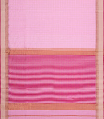 Baby Pink Handloom Maheswari Silk Cotton Saree With Contrast Border-SC4965