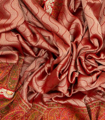 Chestnut Pink Woven Silk Saree With Meena Motifs & Hand Embroidered Selvage-EN1700