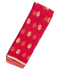 Red Woven Mysore Silk Saree With Floral Zari Buttas-MS3074