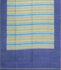 Blue Printed Synthetic Tussar Silk Saree With Multi Colour Stripes-SY0529