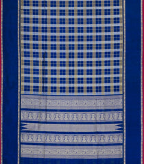 Blue Handloom Silk Cotton Saree With Checks-SC4342