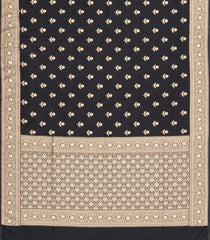 Black Woven Blended Satin Saree With Floral Zari Buttas-BL6015