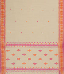 Taupe Handloom Bengal Cotton Saree With Meena Buttas-BG1555