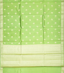 Mint Green Woven Dupion Silk Saree With Floral Buttas-DS0525