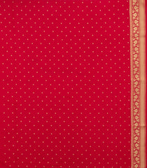 Red Woven Art Dupion Saree With Floral Motifs-BL4930