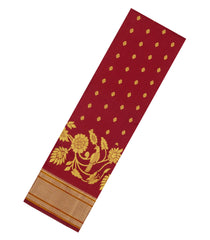 Maroon Handloom Paithani Silk Saree With Floral Zari Motifs & Meena Pallu-PA1108