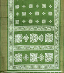 Green Printed Synthetic Dola Saree With Zari Stripes & Border-BL5397