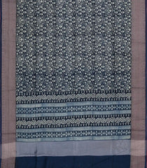 Midnight Blue Printed Chanderi Cotton Saree With Floral Motifs & Sequin Work-CC1426