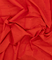 Red Handloom Kanchi Cotton Saree With Kamalam Buttas-KC1715
