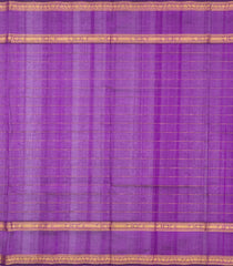Purple Handloom Silk Cotton Saree With Checks & Buttas-SC4743
