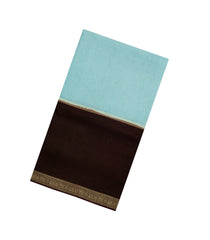 Turquoise Woven Blended Viscose Saree With Contrast Border-BL5593