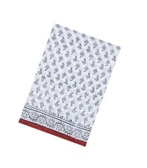 White Printed Jaipur Cotton Saree With Floral Motifs-JC1649