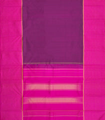 Dark Purple Handloom Kanchipuram Silk Saree With Contrast Magenta Border-KA15772