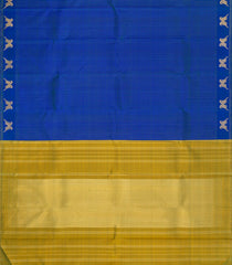 Blue Handloom Kanchipuram Silk Saree With Zari Stripes-KA15284