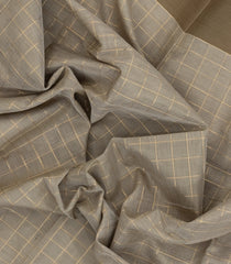 Grey Handloom Silk Cotton Saree With Checks-SC4200