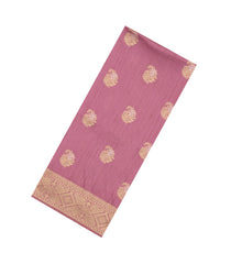 Dusty Pink Woven Art Dupion Saree With Floral Motifs-BL4929
