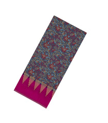 Dark Grey Printed Synthetics Dola Tissue Body With Temple Border -BL5229