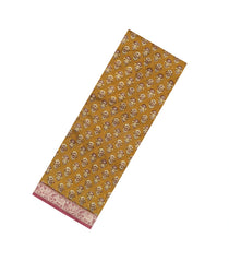 Oil Mustard Printed Chanderi Cotton Saree With Contrast Zari Border-CC1686
