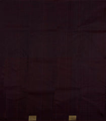 Dark Brown Handloom Kanchipuram Half & Half Silk Saree With Stripes-KA15488
