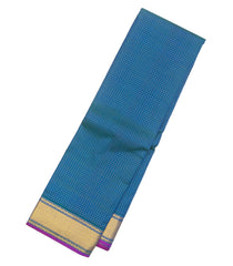 Blue Handloom Kanchipuram Silk Saree With Zari Checks