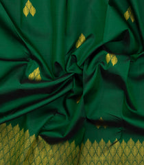 Dark Green Handloom Kanchipuram Silk Saree With Leaf Buttas-KA15834