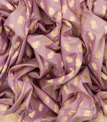 Lavender Handloom Banarasi Silk Saree With Floral Motifs