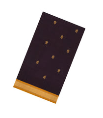 Black Handloom Silk Cotton Saree With Zari Buttas & Contrast Border-SC4604