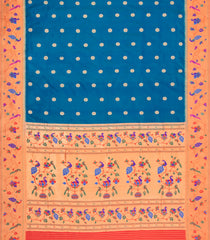 Blue Handloom Paithani Silk Saree With Meena Border & Pallu-PA1128