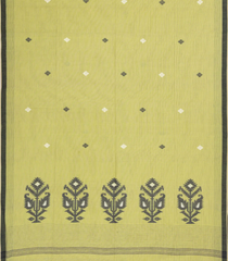Yellow Handloom Bengal Cotton Saree With Meena Buttas-BG1551
