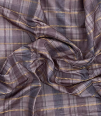Grey Printed Synthetic Dola Silk Saree With Checks & Floral Border-SY0368