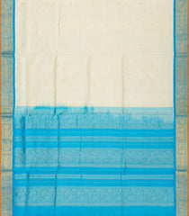 Off White Handloom Korvai Silk Cotton Saree With Buttas & Contrast Border-SC3735