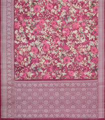 Dusty Pink Handloom Silk Saree With Printed Floral Motifs-PS0761