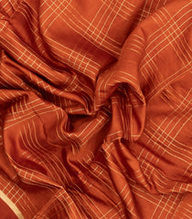 Rust Handloom Banarasi Silk Saree With Zari Checks-BE1876
