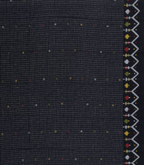 Grey Handloom Bengal Cotton Saree With Checks-BG1910
