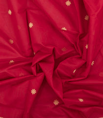 Red Handloom Silk Cotton Saree With Buttas & Zari Border-SC4594