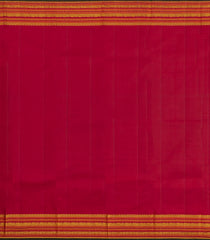 Lime Green Handloom Korvai Kanchipuram Silk Saree With Crimson Border-KA15492