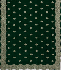 Bottle Green Woven Synthetic Blended Saree With Embroidered Motifs-EN2016