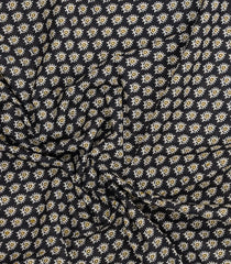 Black Printed Jaipur Cotton Saree With Floral Motifs & Contrast Border-JC1805