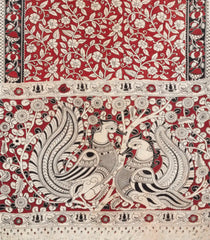 Crimson Printed Kalamkari Cotton Saree-KAL1262