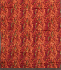 Rust Printed Pure Satin Silk Saree With Abstract Motifs-PS0950