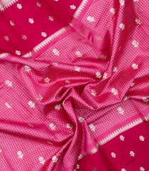 Pink Woven Banarasi Poona Silk Saree With Checks & Buttas-BP1012
