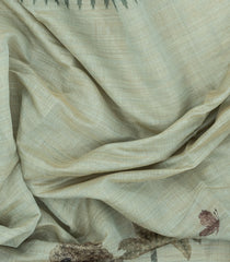 Light Green Printed Synthetic Linen Saree with Jhalar-BL5336