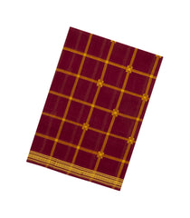 Crimson Woven Kadappa Cotton Saree With Checks-KN0745